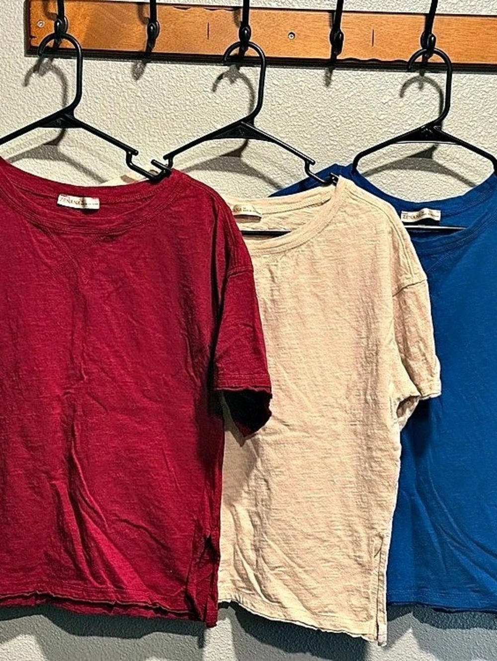Zenana Short Sleeve Tees 3-Pack Red & Blue Medium